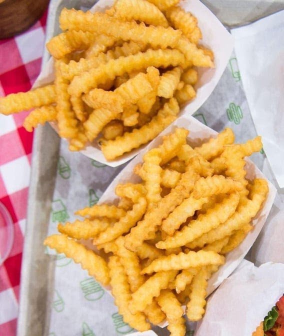 Restaurant menu listing fried seafood plates and side orders.